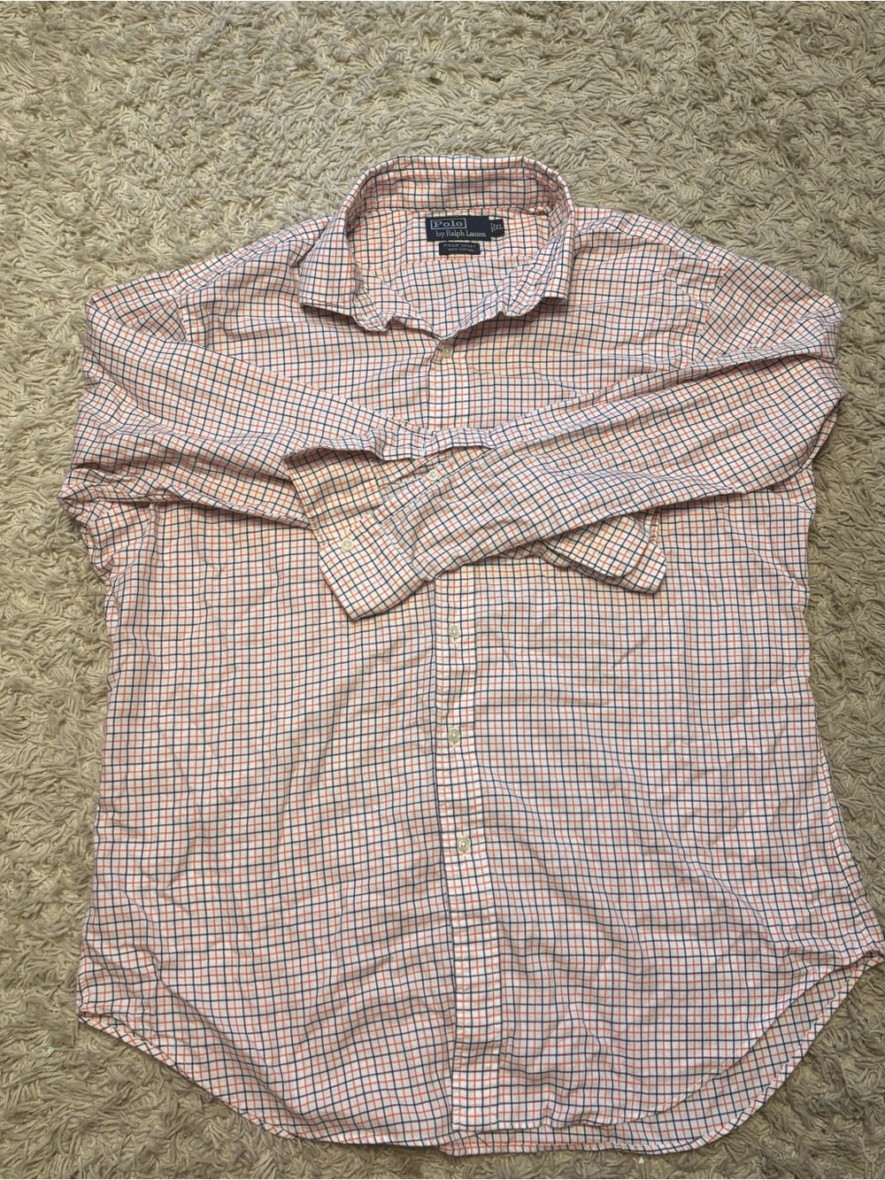 Polo by Ralph Lauren orange, white and Blue Windowpane Button-Down Shirt